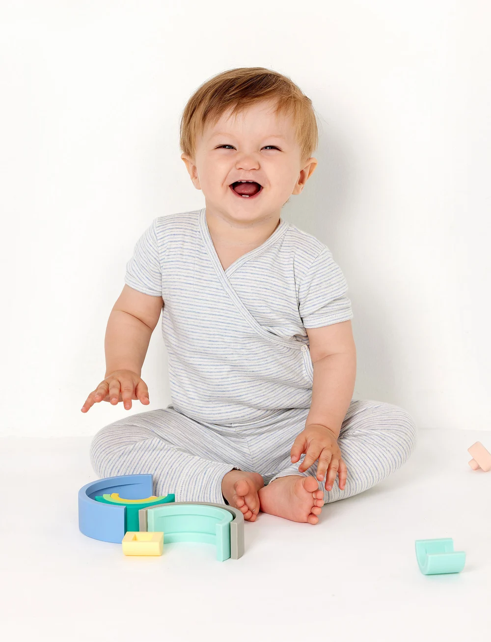 Copenhagen Colors - STRIPED LEGGINGS - leggings - lt. blue stripe - 0