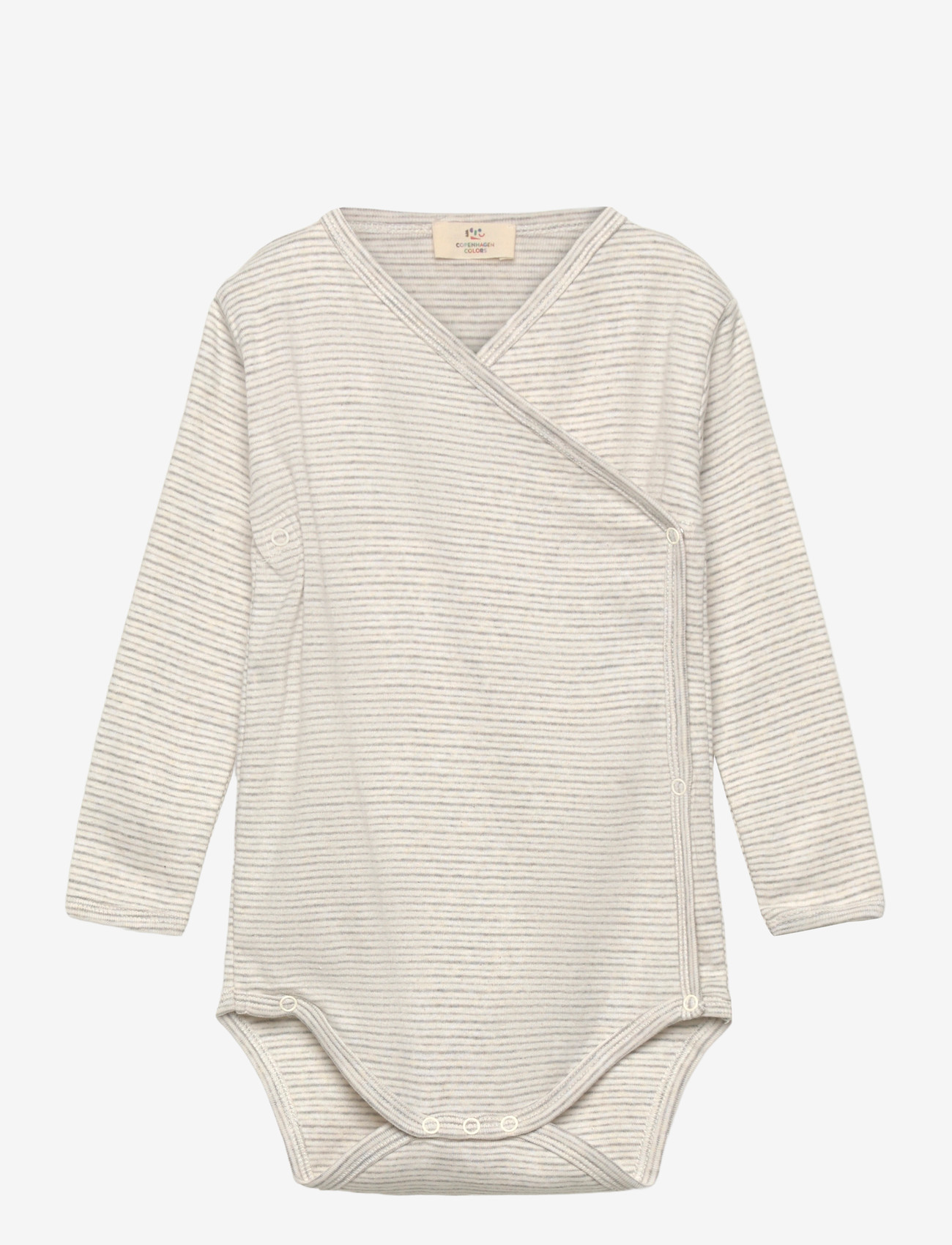 Copenhagen Colors - BABY STRIPED WRAP BODY LONG SLEEVE - omlottbodies - grey stripe - 0