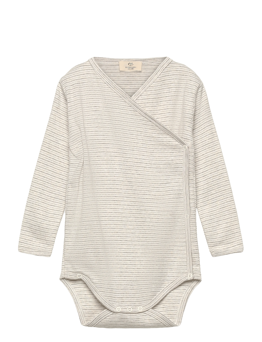 Copenhagen Colors - BABY STRIPED WRAP BODY LONG SLEEVE - À manches longues - grey stripe - 0