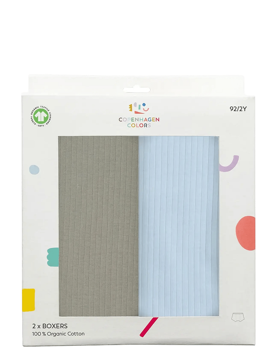 Copenhagen Colors - RIB JERSEY 2PACK BOXERS - onderbroeken - lt. grey/ lt. blue comb. core - 1