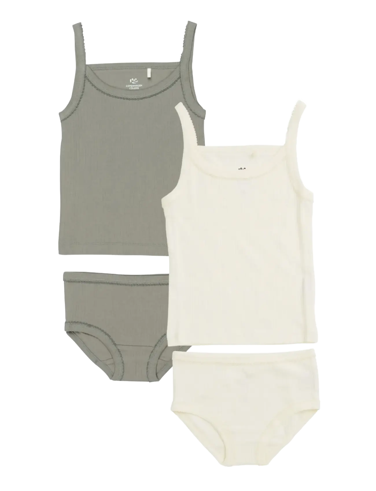 Copenhagen Colors RIB JERSEY 2-PACK STRAP TOPS - Basics - CREAM/ GREY COMB. / multi