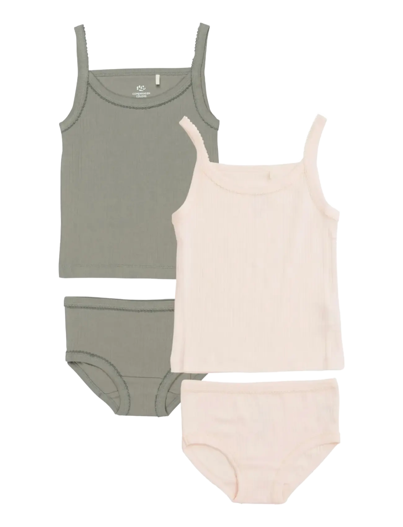 Copenhagen Colors RIB JERSEY 2-PACK STRAP TOPS - Shop by size - GREY/ SOFT PINK COMB. CORE / multi