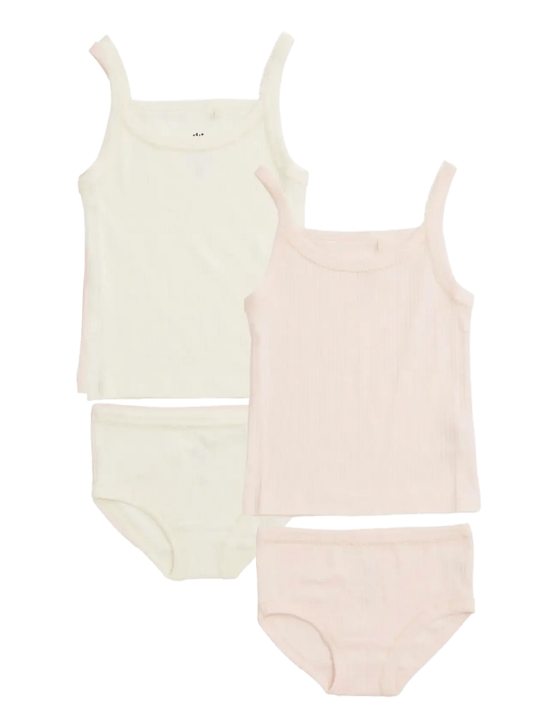 Copenhagen Colors - RIB JERSEY 2-PACK STRAP TOPS - trosor - soft pink/ cream comb. - 0