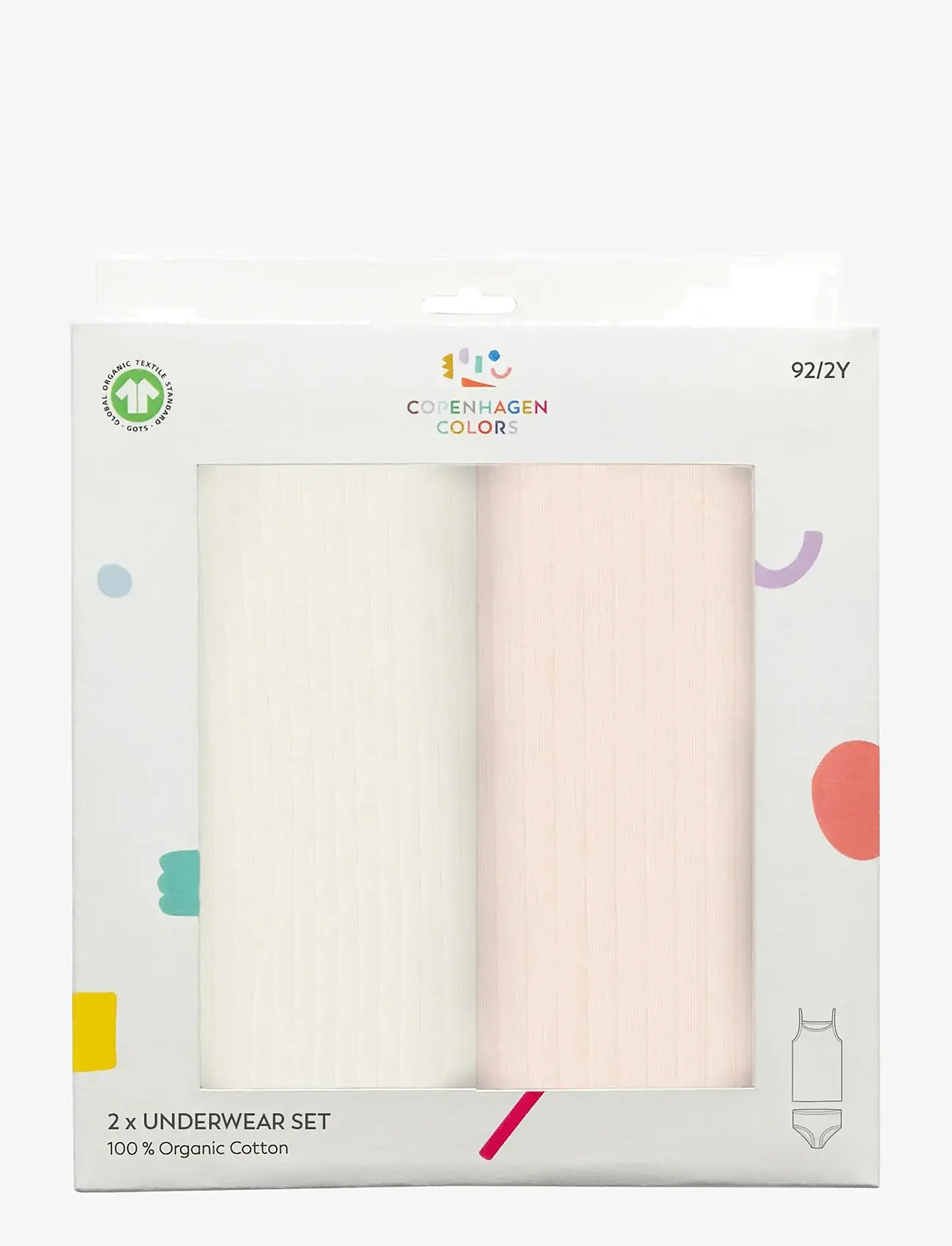Copenhagen Colors - RIB JERSEY 2-PACK STRAP TOPS - trosor - soft pink/ cream comb. - 1