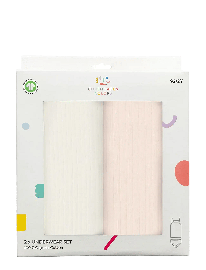 Copenhagen Colors - RIB JERSEY 2-PACK STRAP TOPS - trosor - soft pink/ cream comb. - 1