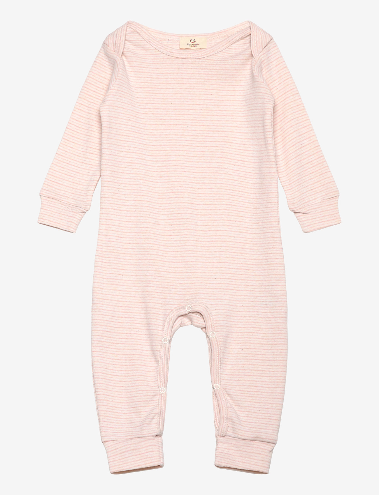 Copenhagen Colors - STRIPED LONG SLEEVED ROMPER W. LAPNECK - långärmade bodysuits - soft pink stripe - 0