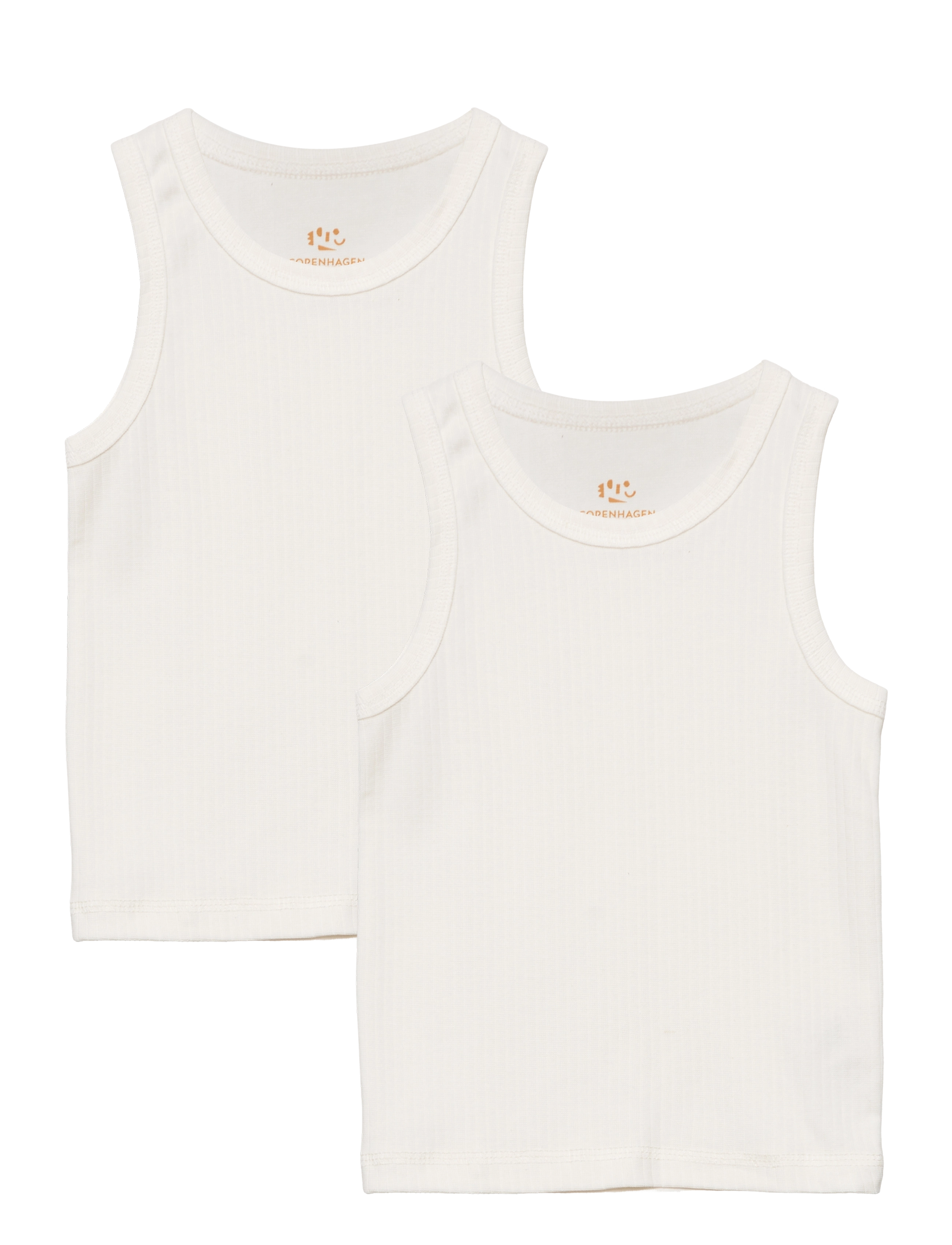 COPENHAGEN COLORS Rib Jersey 2-Pack Tank-Tops Cream - 86 - Kinder