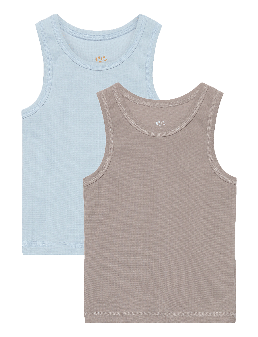 Copenhagen Colors - RIB JERSEY 2-PACK TANK-TOPS - oberteile - lt.blue/ lt. grey comb. - 0