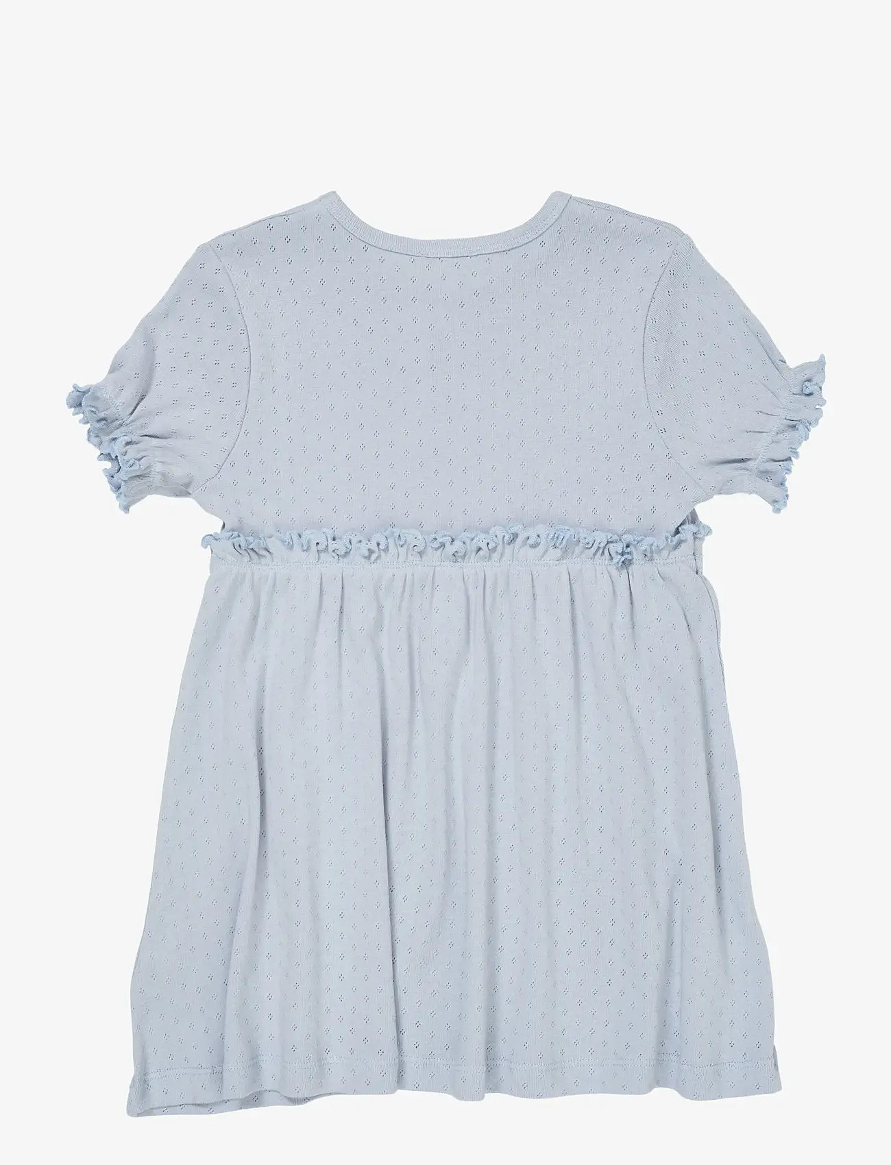 Copenhagen Colors - SUMMER POINTELLE DRESS - short-sleeved casual dresses - dusty blue - 1