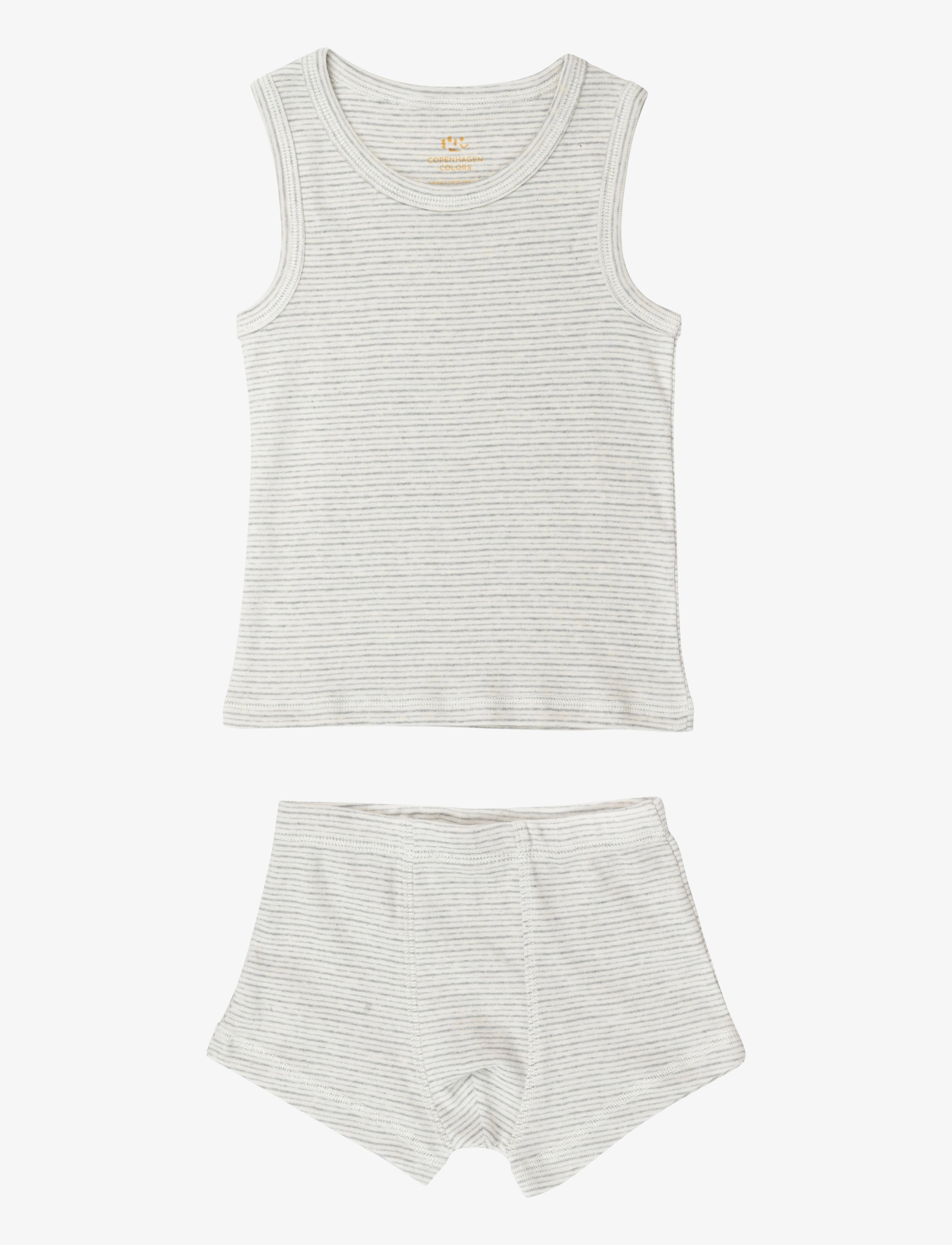 Copenhagen Colors Tank-Top And Boxershorts Striped, 128, Underwear, Grau - Underwear Sets, Kinder