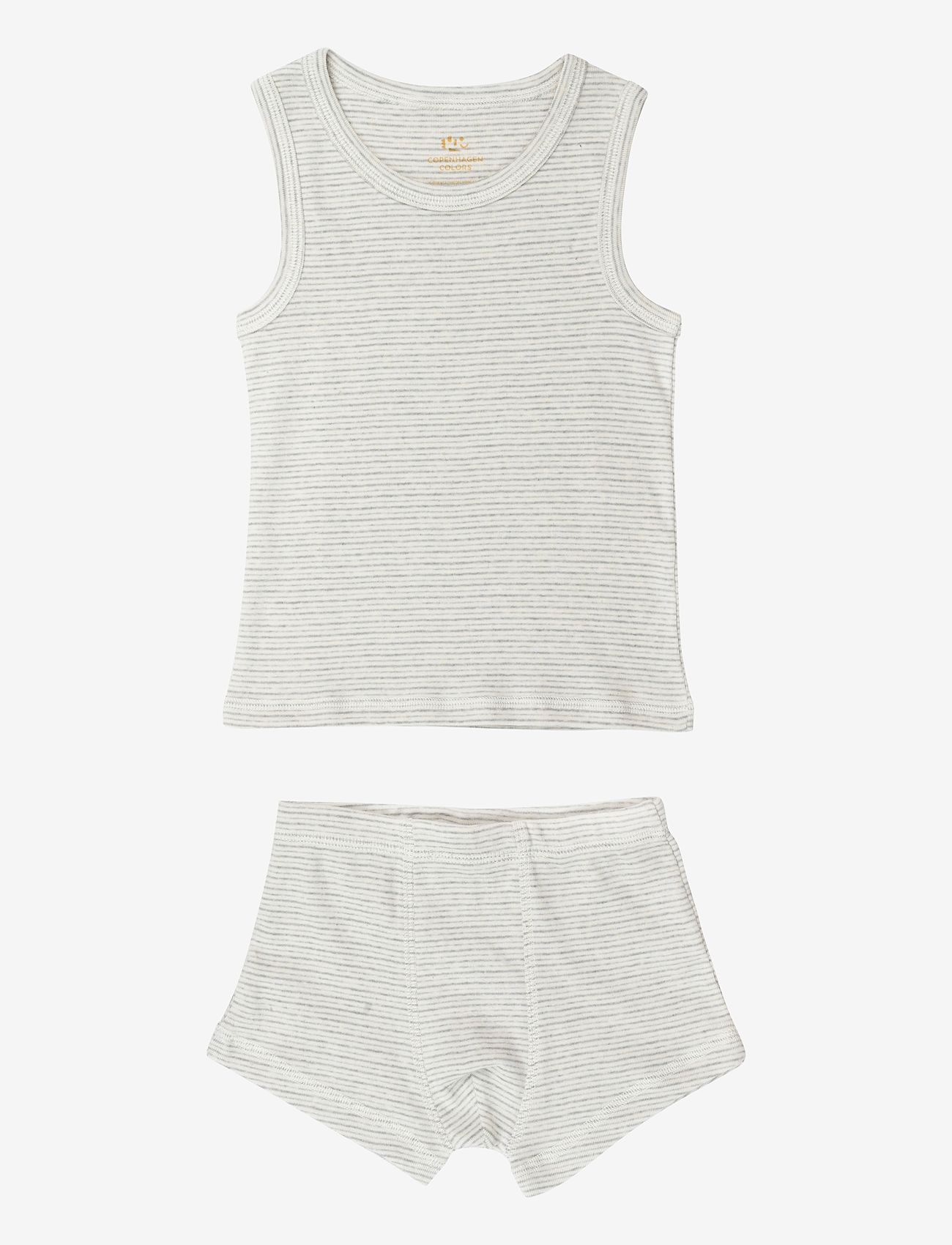 Copenhagen Colors - TANK-TOP AND BOXERSHORTS STRIPED - aluspesukomplektid - grey stripe - 0