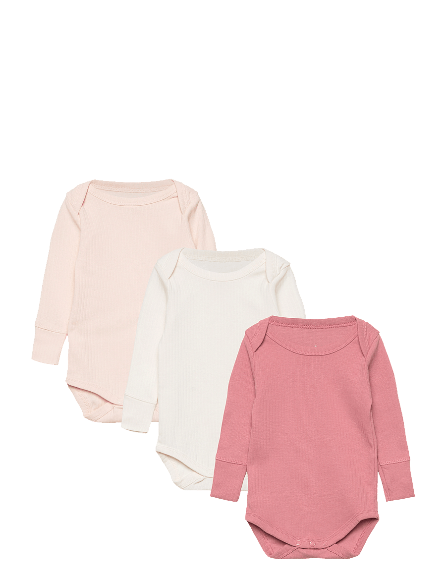 Copenhagen Colors - 3 PACK RIB JERSEY LONG SLEEVE BODY - bodyer i multipack - soft pink/ old rose/ cream comb. - 0