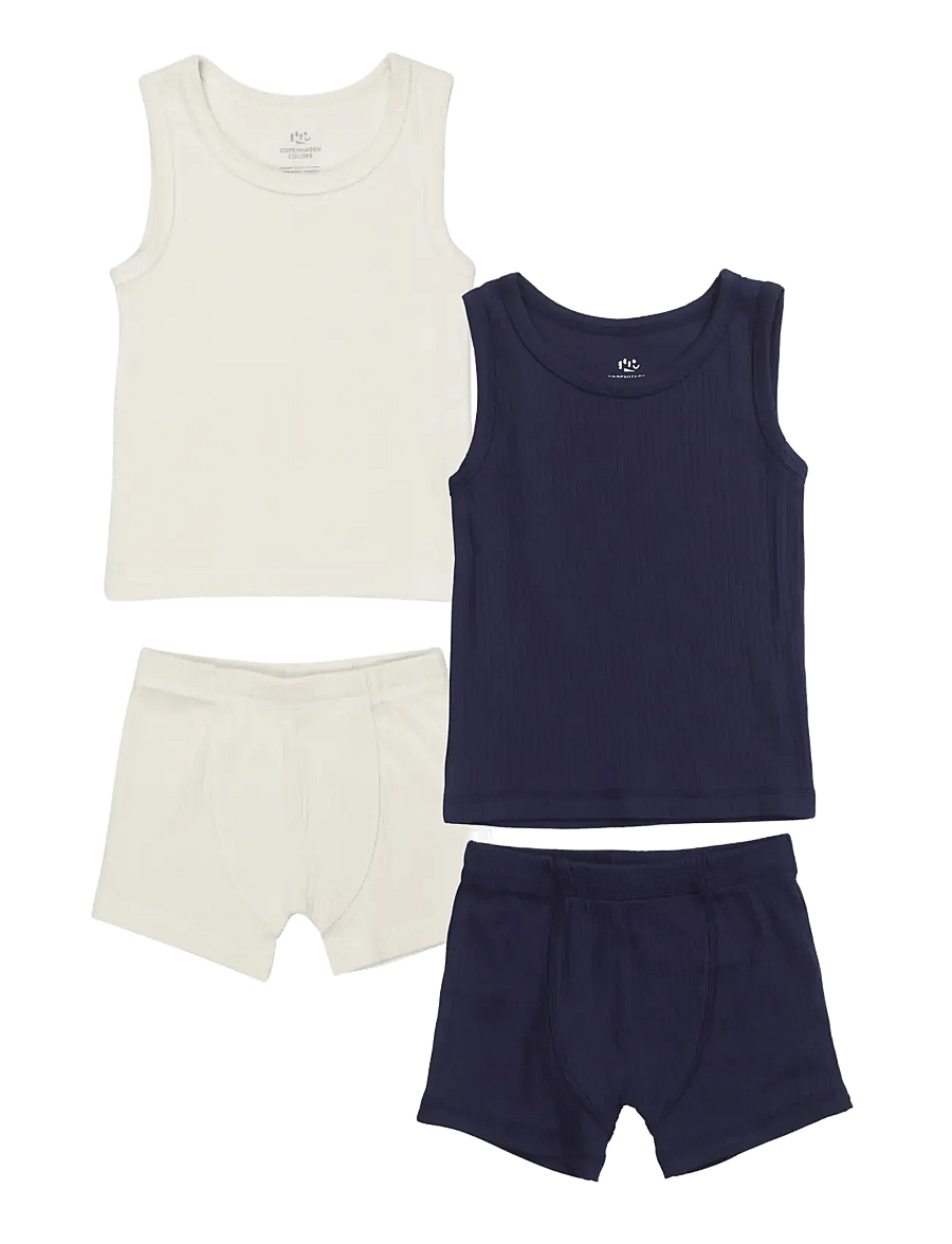 Copenhagen Colors - RIB JERSEY 2PACK TANK-TOP & BOXERSHORTS - undertøjssæt - navy/ cream comb. kick - 0