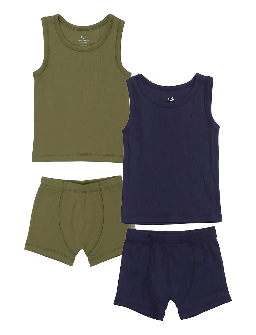 Copenhagen Colors - RIB JERSEY 2PACK TANK-TOP & BOXERSHORTS - sets - navy/dark green comb - 0