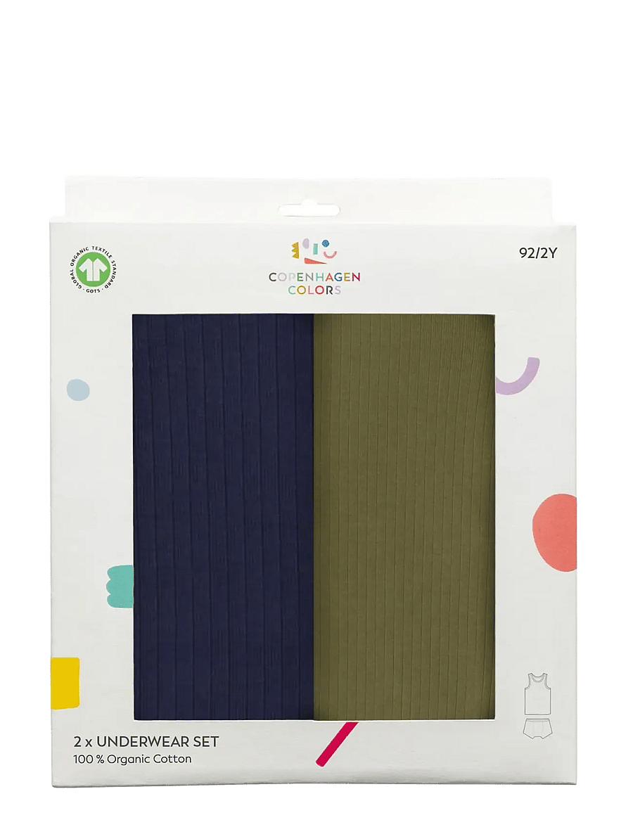 Copenhagen Colors - RIB JERSEY 2PACK TANK-TOP & BOXERSHORTS - sets - navy/dark green comb - 1