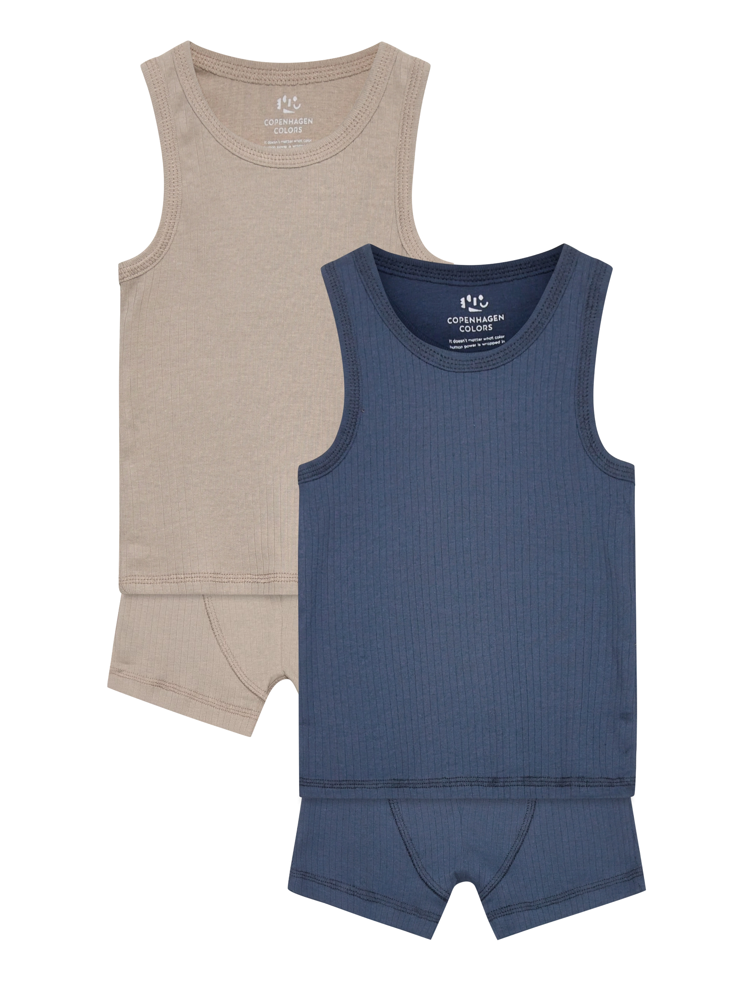Copenhagen Colors RIB JERSEY 2PACK TANK-TOP AND BOXERSHORTS - Kleidung - NAVY/ LT. GREY COMB. CORE / blue