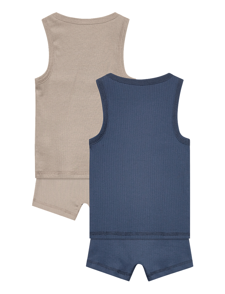 Copenhagen Colors - RIB JERSEY 2PACK TANK-TOP & BOXERSHORTS - aluspesukomplektid - navy/ lt. grey comb. core - 2