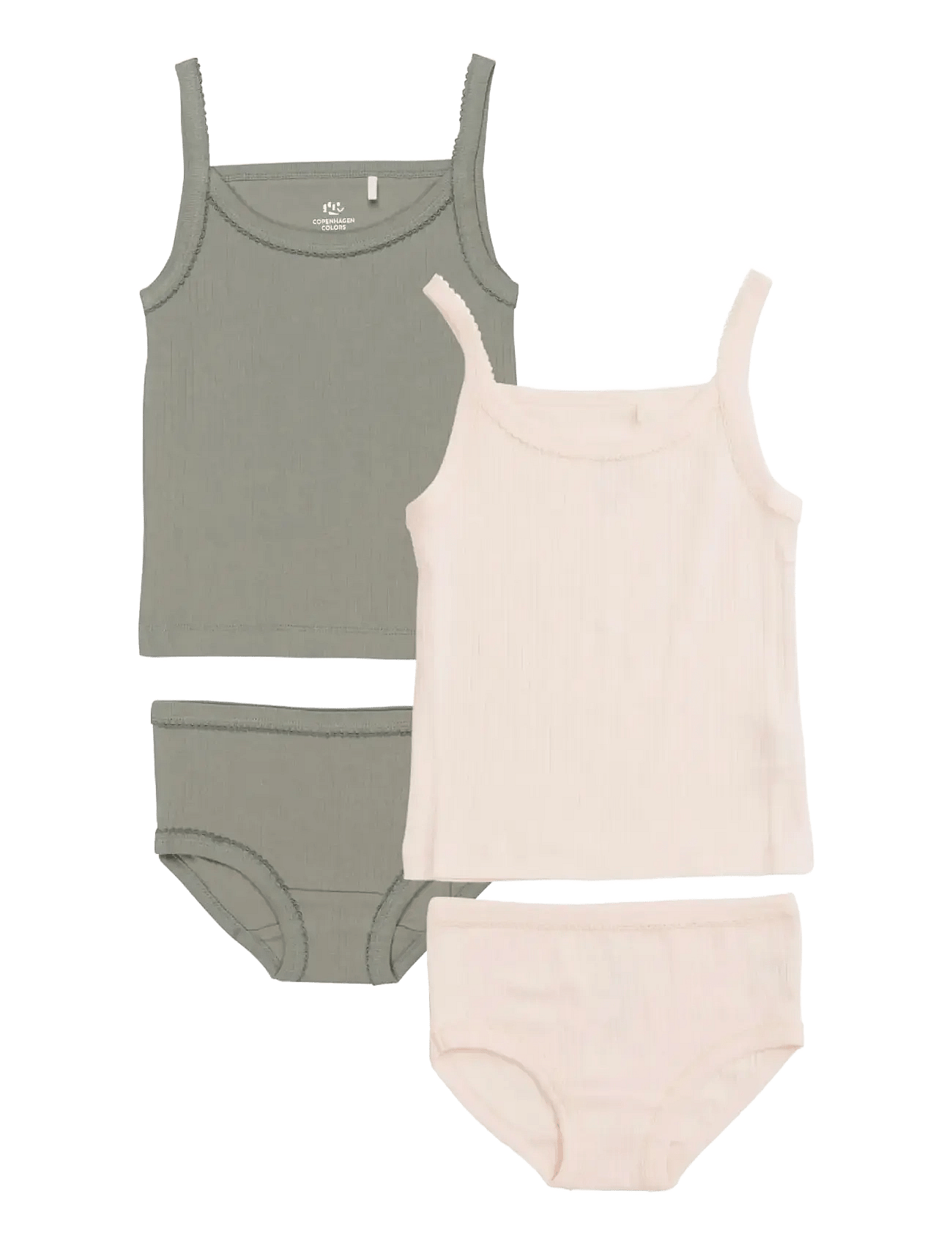 RIB JERSEY 2PACK STRAPTOP AND UNDERPANTS - GREY/ SOFT PINK COMB. CORE