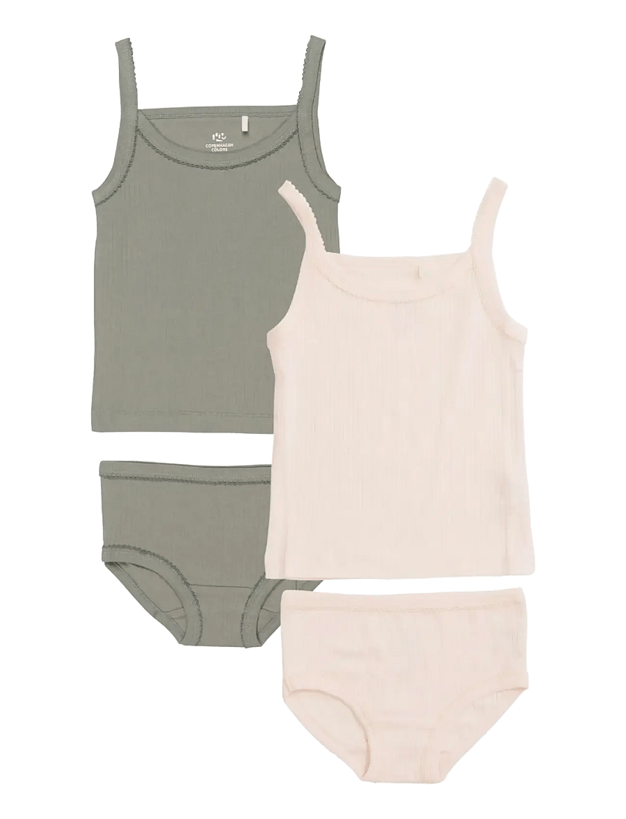 Copenhagen Colors - RIB JERSEY 2PACK STRAPTOP AND UNDERPANTS - undertøjssæt - grey/ soft pink comb. core - 0