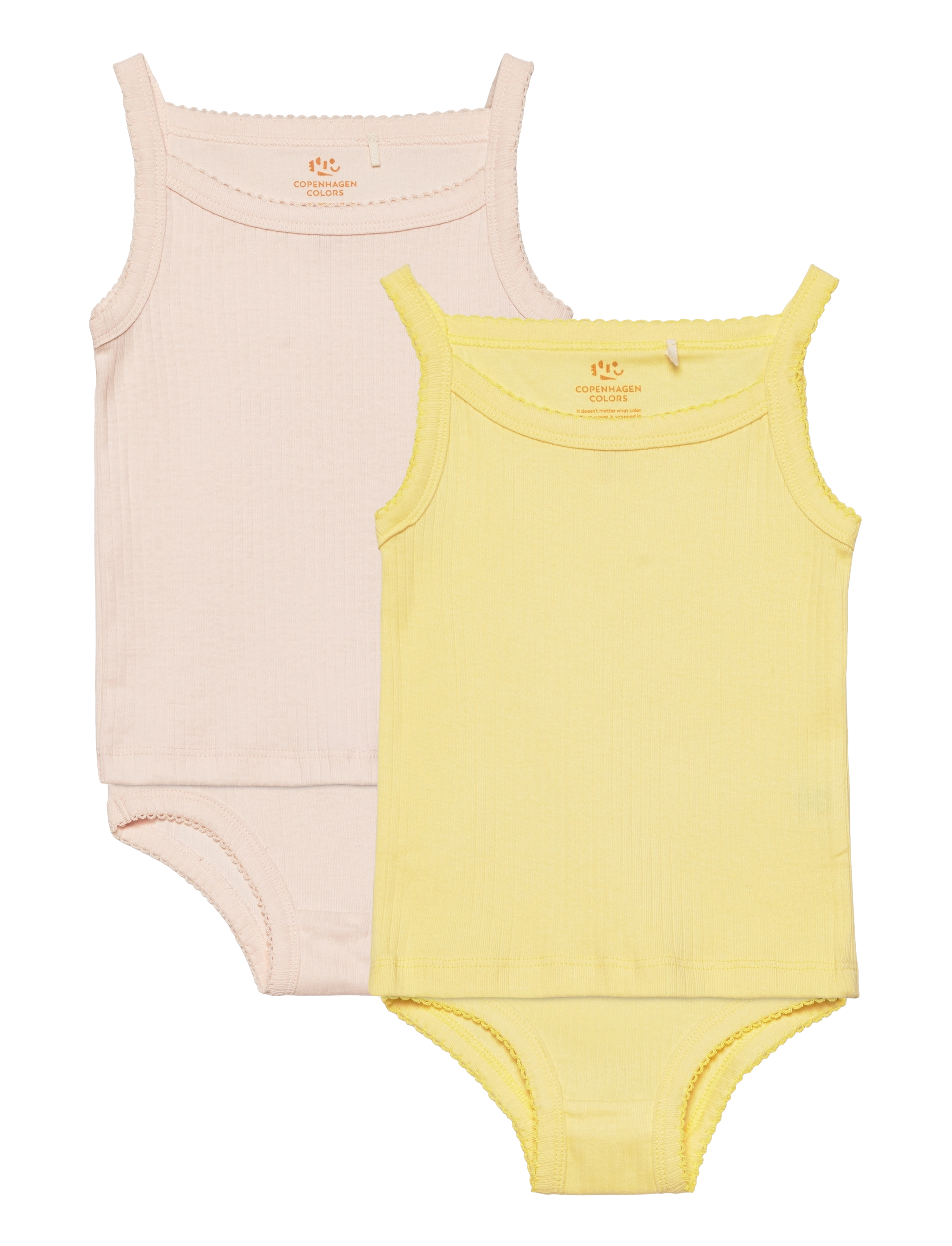 Copenhagen Colors RIB JERSEY 2PACK STRAPTOP AND UNDERPANTS - Copenhagen Colors - SOFT YELLOW/ SOFT PINK KICK / yellow