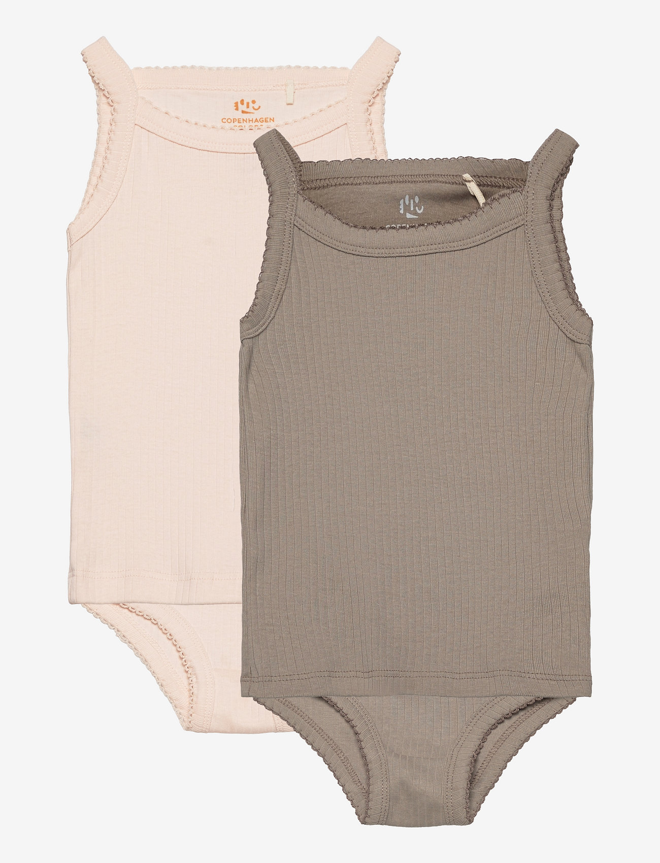 Copenhagen Colors - RIB JERSEY 2PACK STRAPTOP AND UNDERPANTS - undertøjssæt - grey/ soft pink comb. core - 0