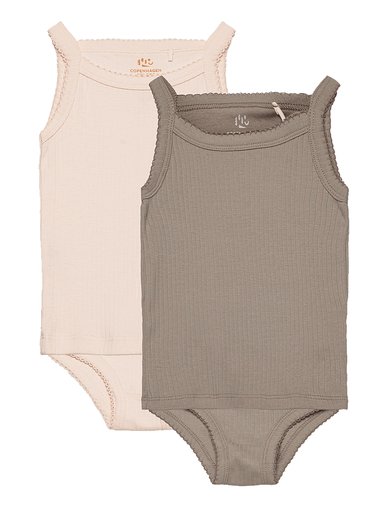 Copenhagen Colors - RIB JERSEY 2PACK STRAPTOP AND UNDERPANTS - undertøjssæt - grey/ soft pink comb. core - 0