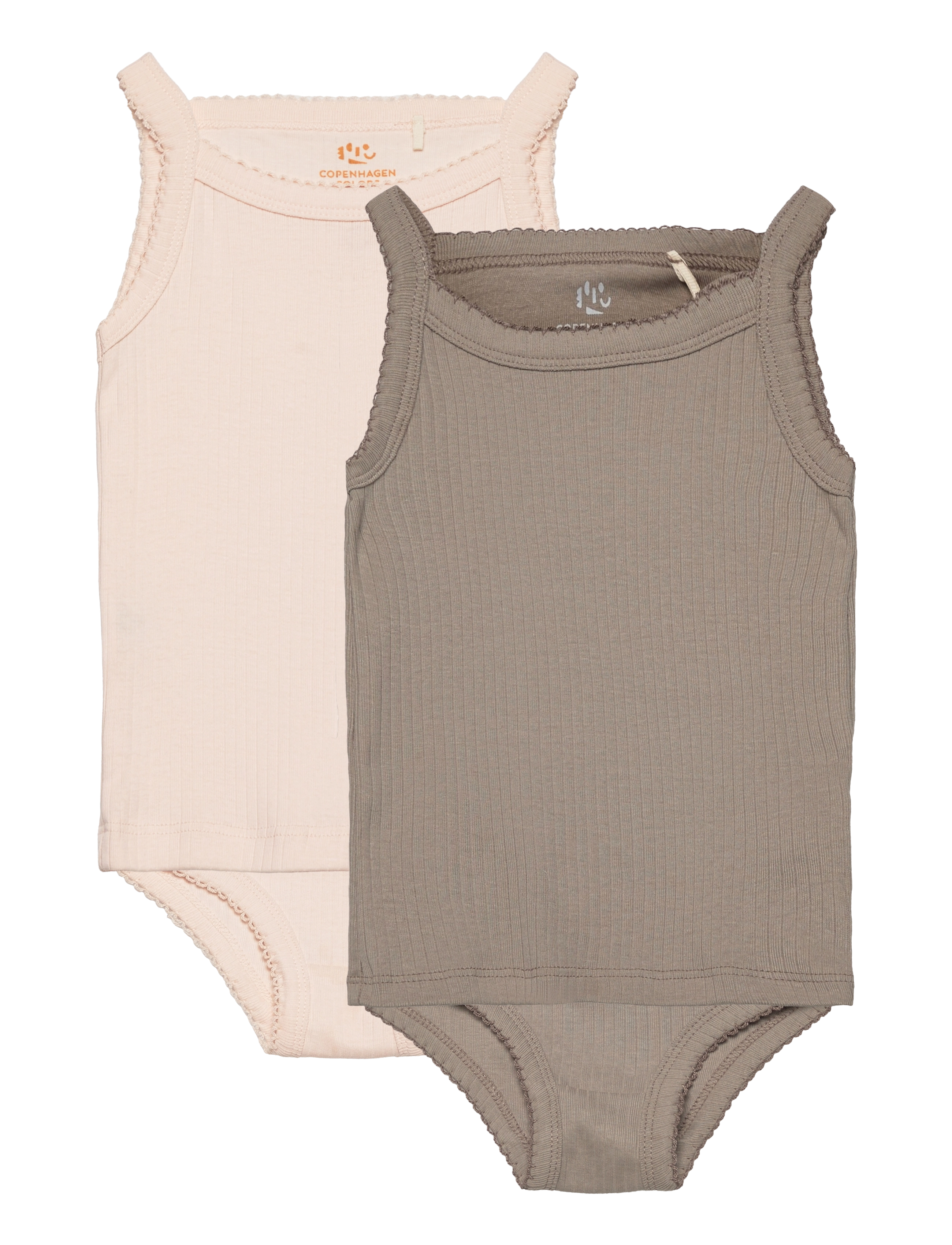 Copenhagen Colors RIB JERSEY 2PACK STRAPTOP & UNDERPANTS - Basics - GREY/ SOFT PINK COMB. CORE / beige