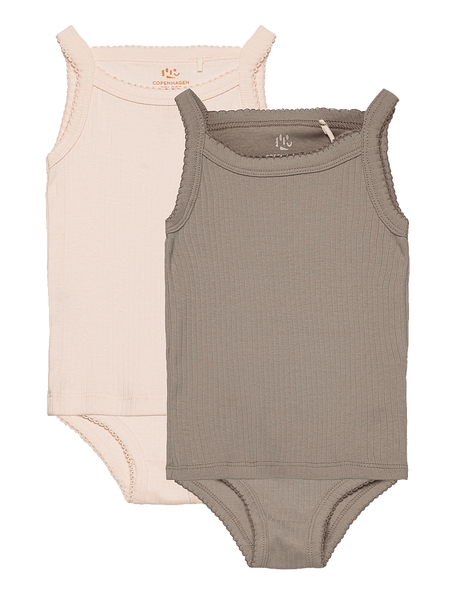 Copenhagen Colors - RIB JERSEY 2PACK STRAPTOP AND UNDERPANTS - sets - grey/ soft pink comb. core - 0