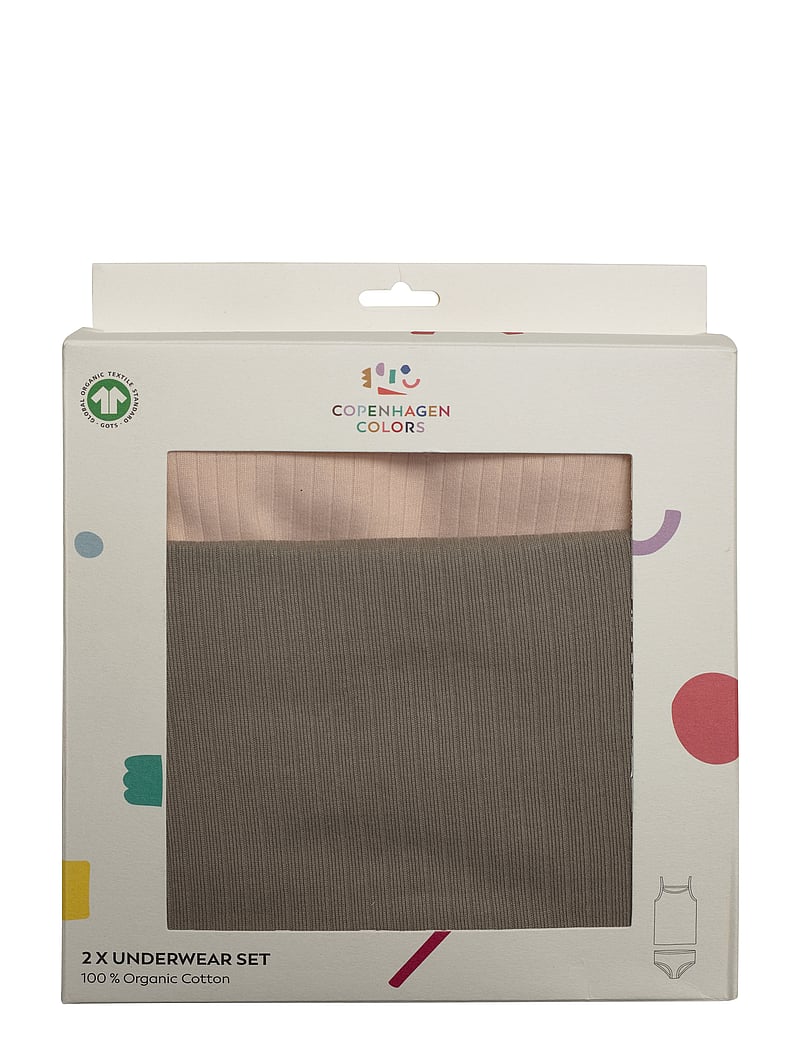 Copenhagen Colors - RIB JERSEY 2PACK STRAPTOP AND UNDERPANTS - undertøjssæt - grey/ soft pink comb. core - 1