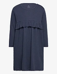 Copenhagen Colors - MELANGE RUFFLE DRESS - long-sleeved casual dresses - navy melange - 0