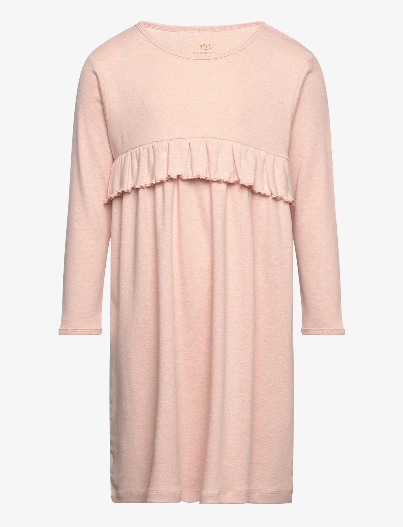 Copenhagen Colors - MELANGE RUFFLE DRESS - long-sleeved casual dresses - old rose melange - 0