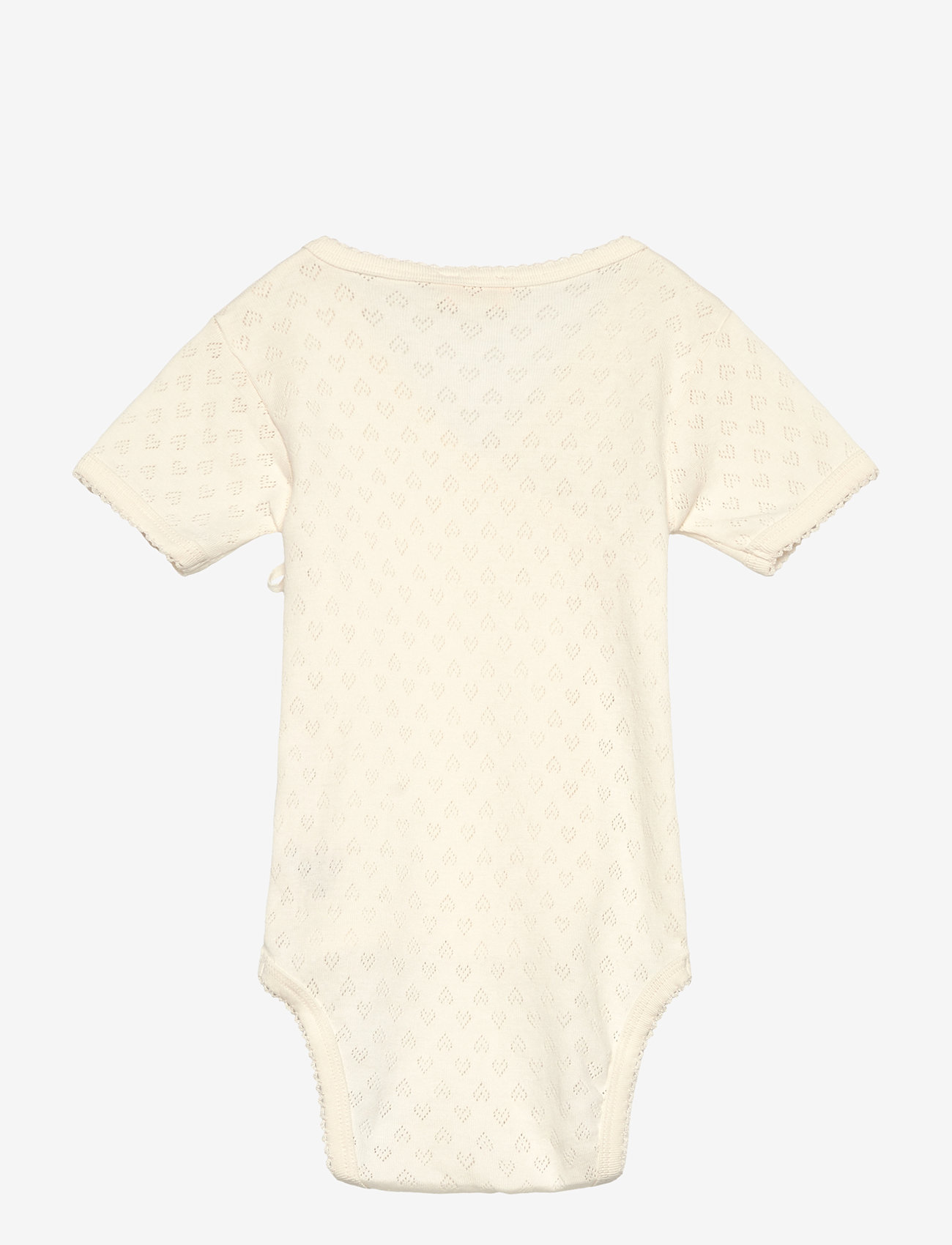 Copenhagen Colors - POINTELLE HEART CROSSOVER BODY SS - short-sleeved bodies - cream - 1