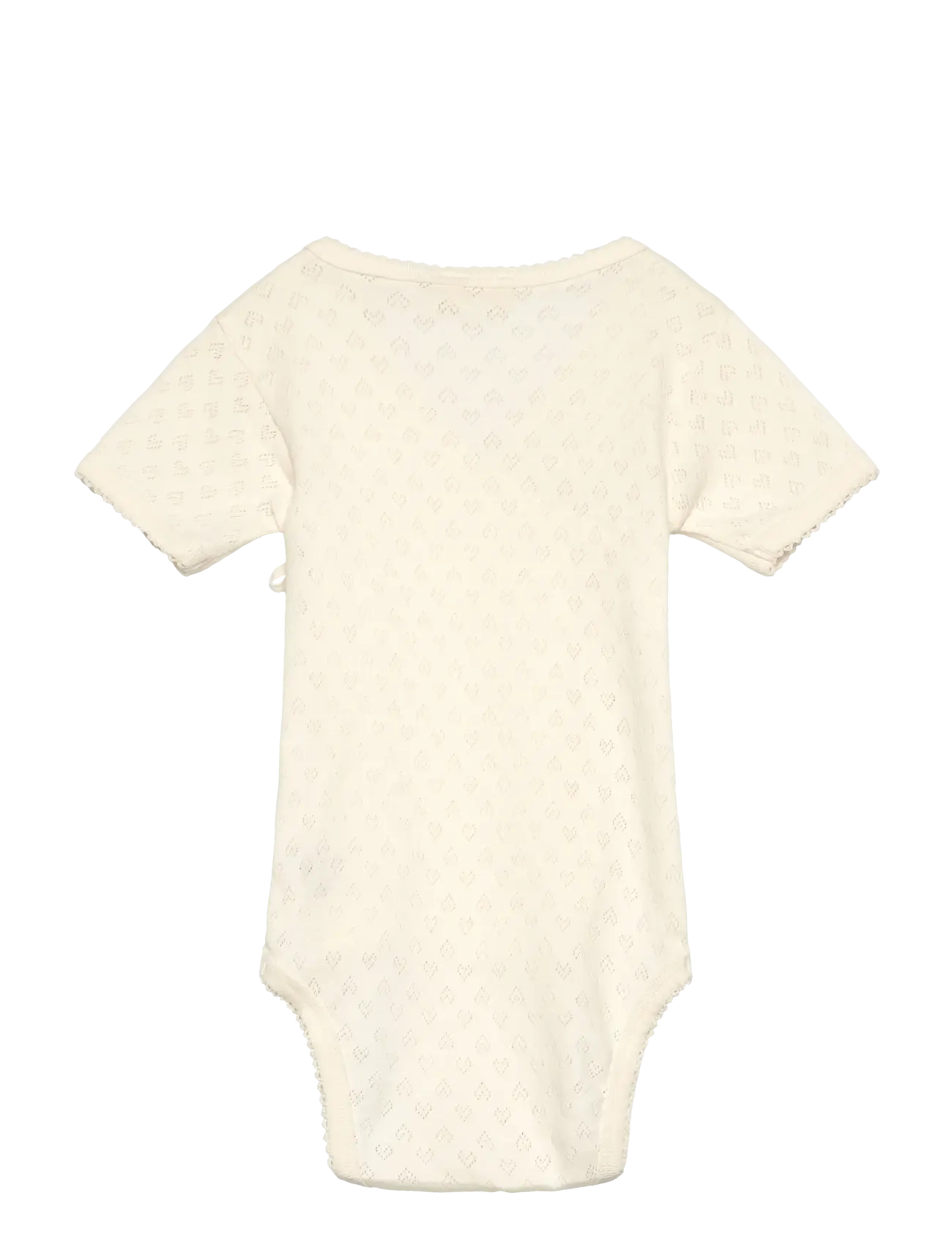 Copenhagen Colors - POINTELLE HEART CROSSOVER BODY SS - short-sleeved bodies - cream - 1