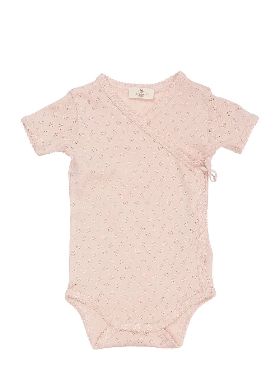 Copenhagen Colors - POINTELLE HEART CROSSOVER BODY SS - kurzärmelige bodys - dusty rose - 0
