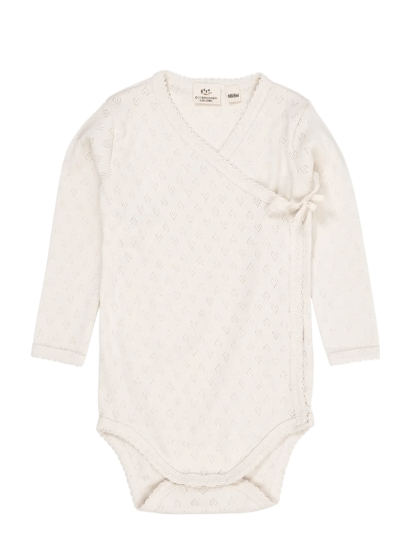 Copenhagen Colors - POINTELLE HEART CROSSOVER BODY LS - wrap bodies - cream - 1