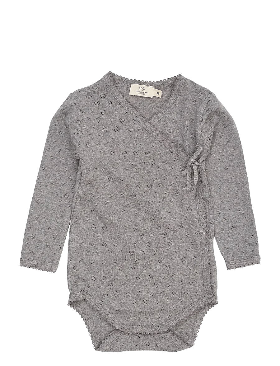 Copenhagen Colors - POINTELLE HEART CROSSOVER BODY LS - kaufen nach alter - grey mel. - 0