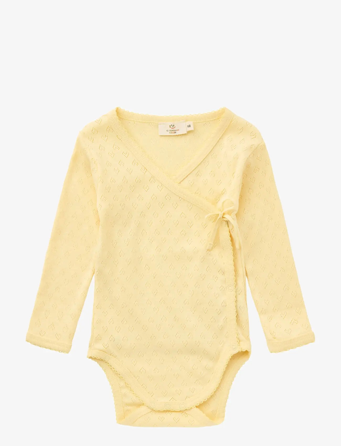 Copenhagen Colors - POINTELLE HEART CROSSOVER BODY LS - shoppa efter ålder - pale yellow - 0
