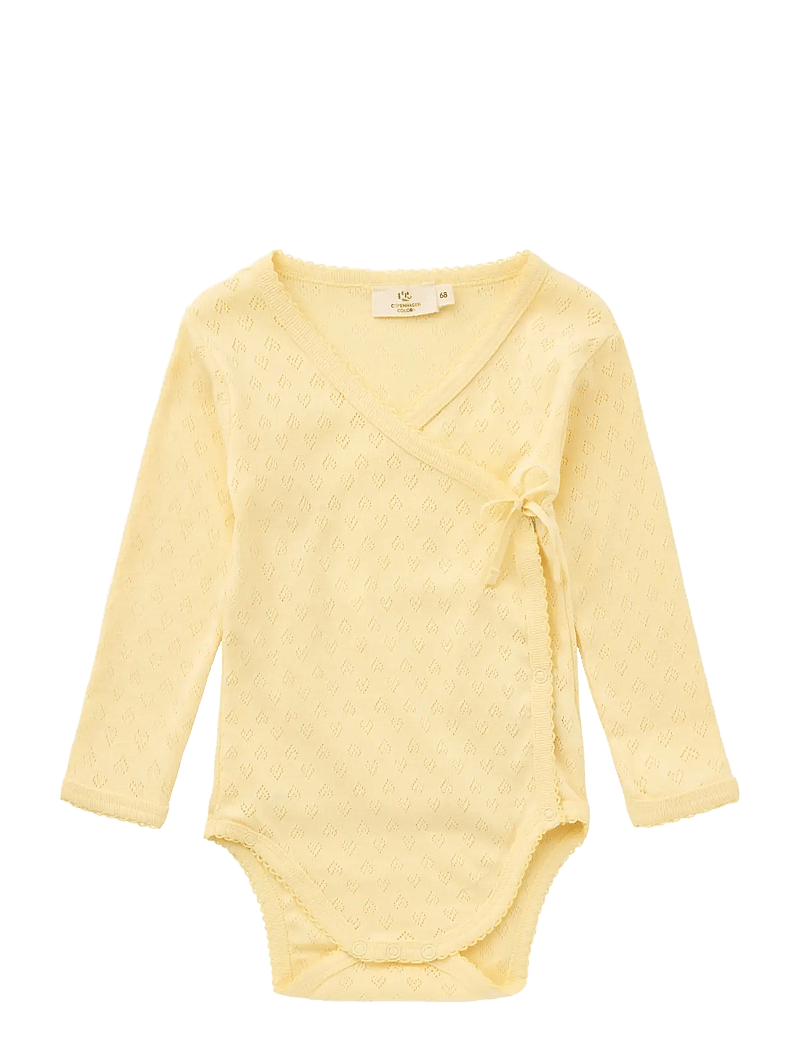 Copenhagen Colors - POINTELLE HEART CROSSOVER BODY LS - einkaufen nach alter von - pale yellow - 0