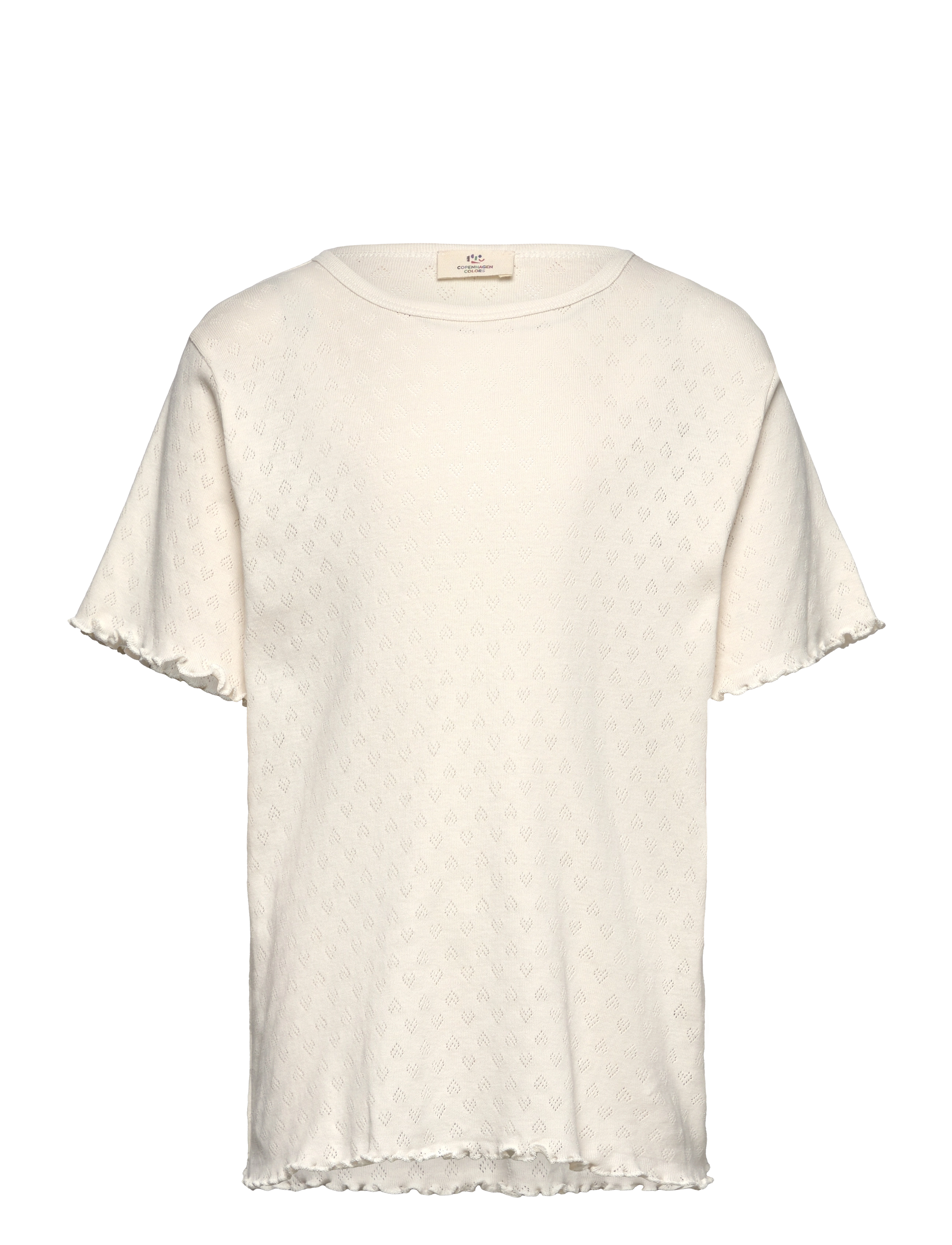 COPENHAGEN COLORS Pointelle Heart T-Shirt Cream - 146 - Kinder