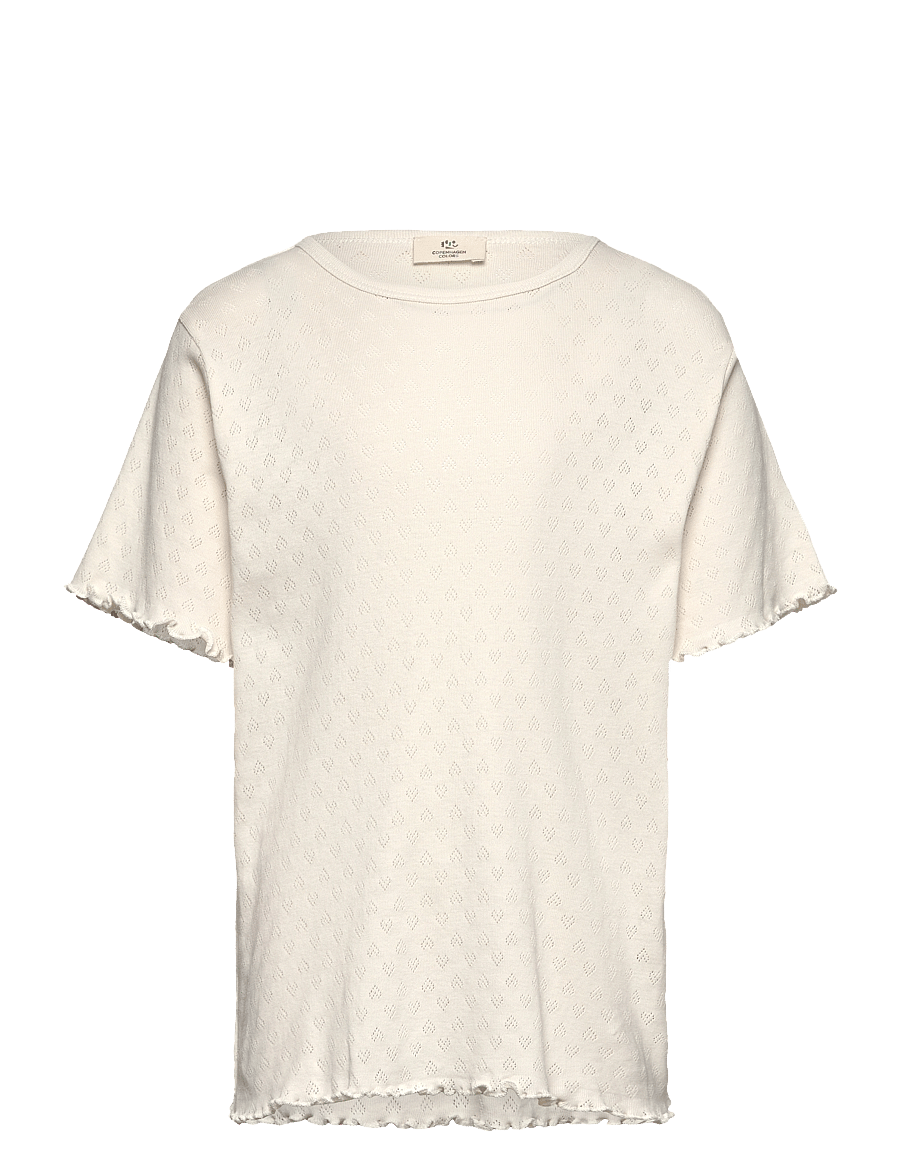 Copenhagen Colors - POINTELLE HEART T-SHIRT - stutterma bolir - cream - 0