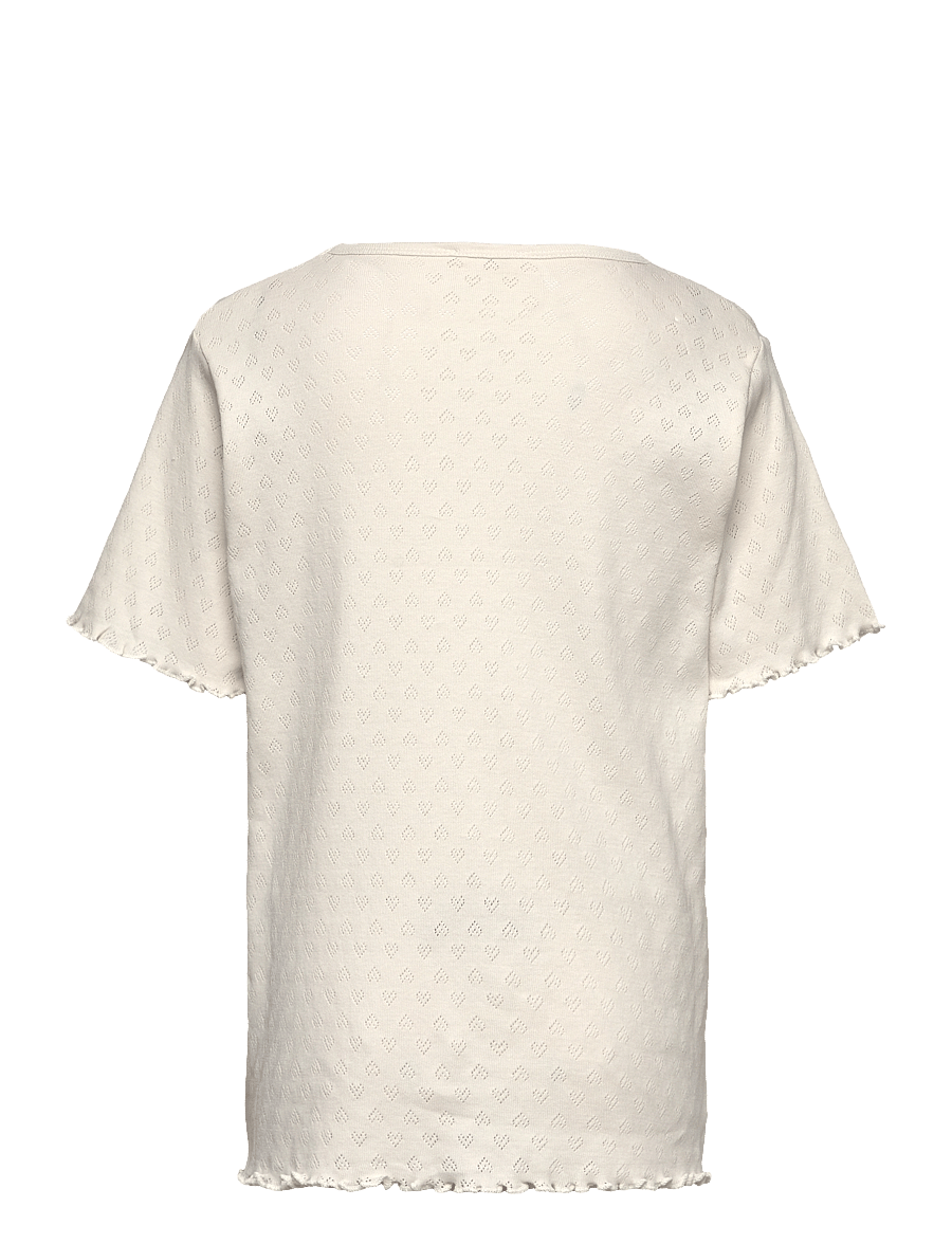 Copenhagen Colors - POINTELLE HEART T-SHIRT - stutterma bolir - cream - 1