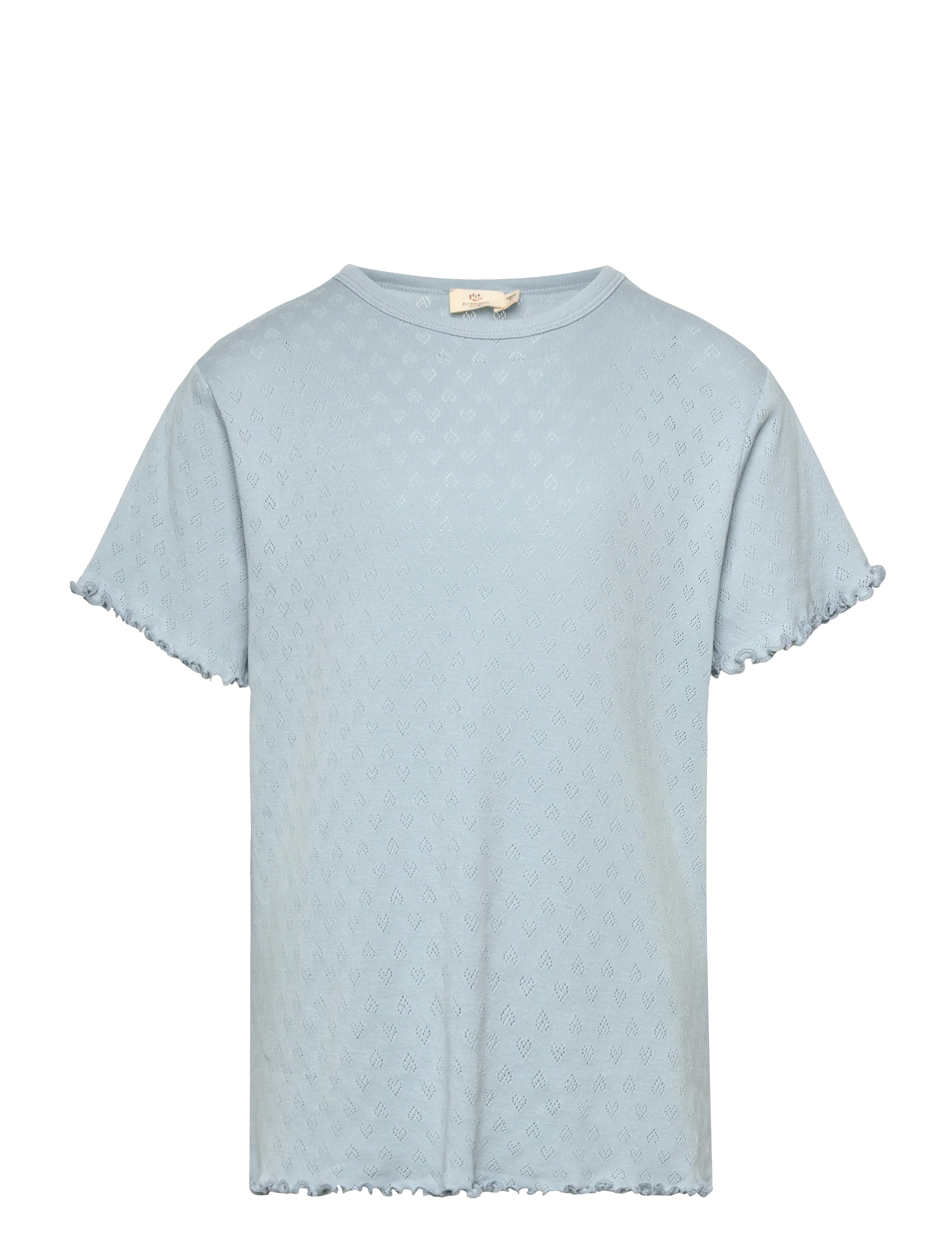 Copenhagen Colors POINTELLE HEART T-SHIRT - Short-sleeved t-shirts - DUSTY BLUE / blue