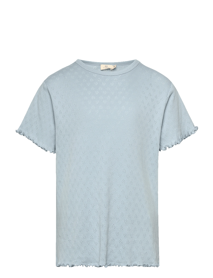 Copenhagen Colors - POINTELLE HEART T-SHIRT - kortærmede t-shirts - dusty blue - 0