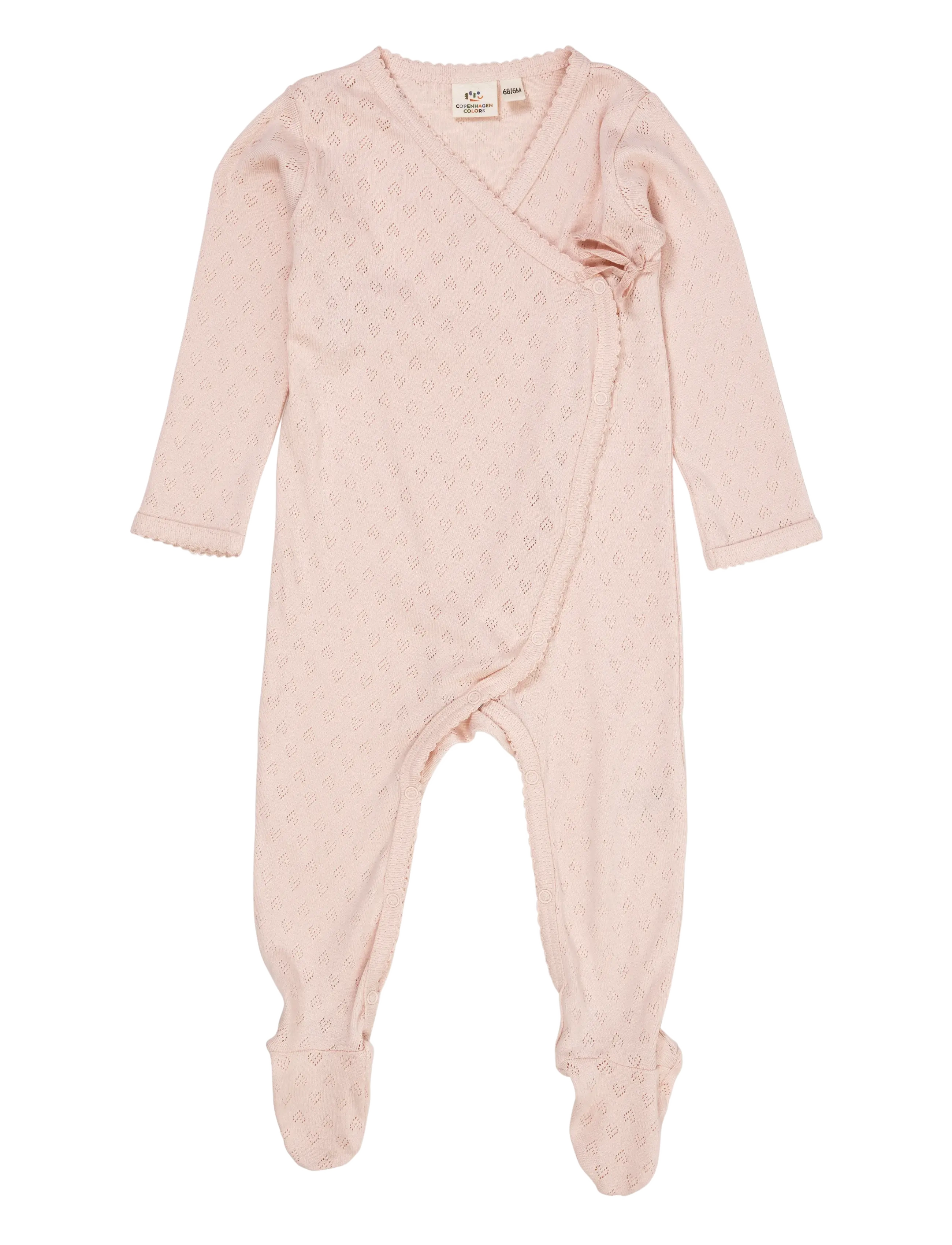Copenhagen Colors Pointelle Cross-Over Full Body, 56, Bodys, Rosa - Long-sleeved Kinder