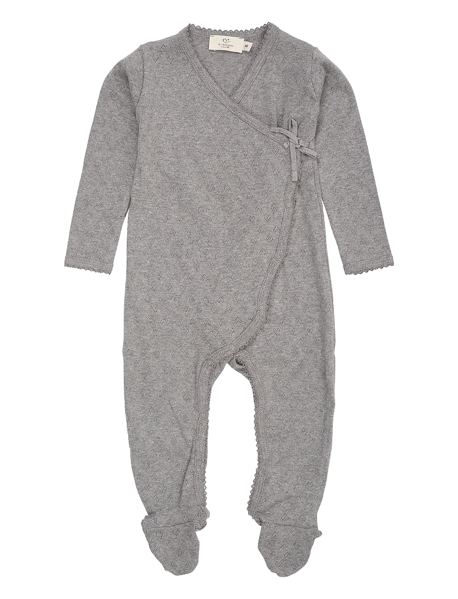 Copenhagen Colors - POINTELLE CROSS-OVER FULL BODY - langærmede heldragter - grey mel. - 0