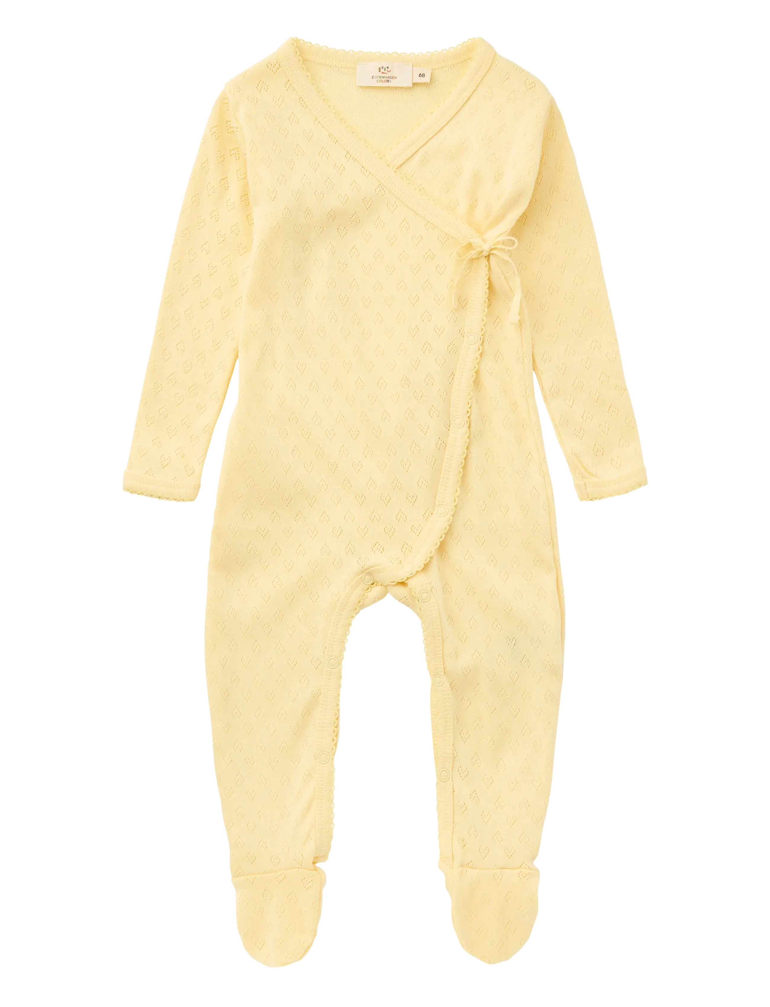 Copenhagen Colors Pointelle Cross-Over Full Body, 74, Bodys, Gelb - Long-sleeved Kinder