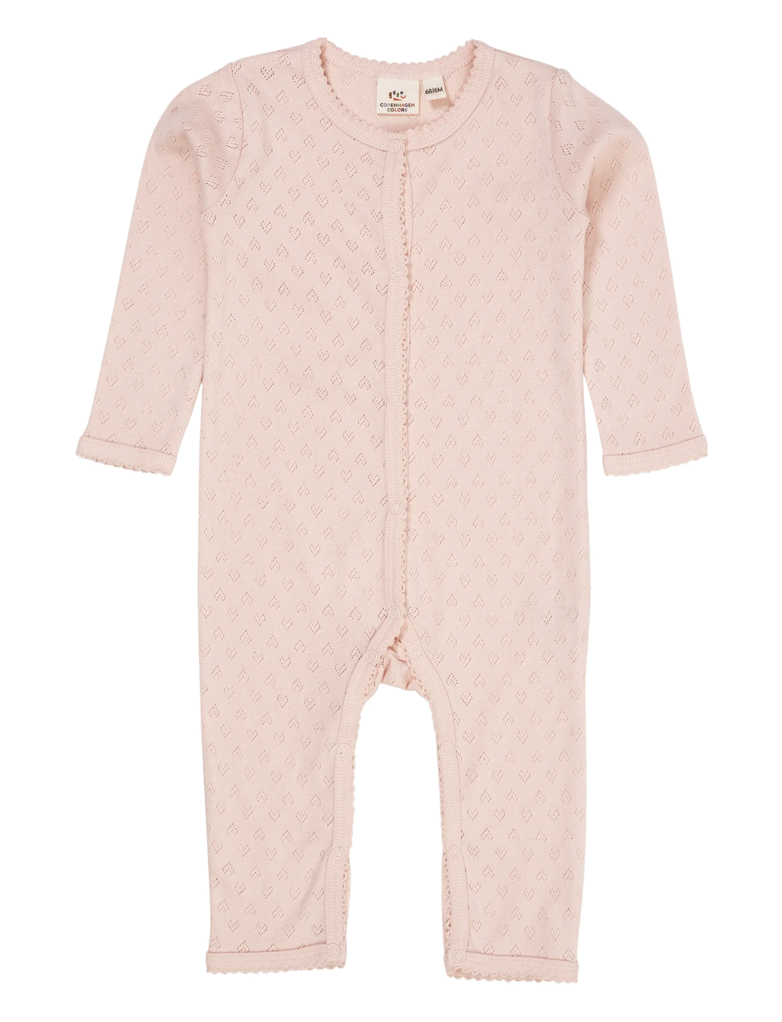 Copenhagen Colors Pointelle Heart Full Body, 86, Bodys, Rosa - Long-sleeved Kinder