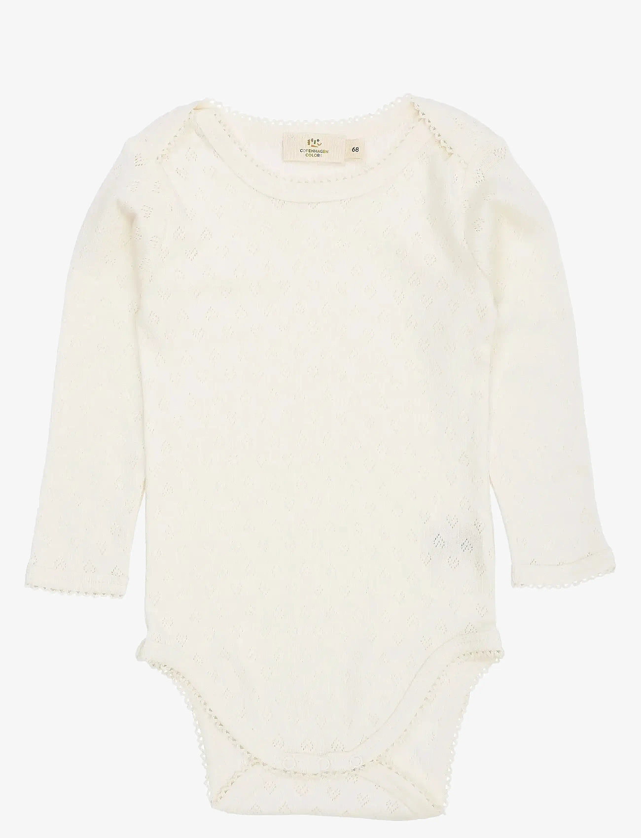 Copenhagen Colors - POINTELLE HEART LAPNECK BODY LS - långärmade bodies - cream - 0