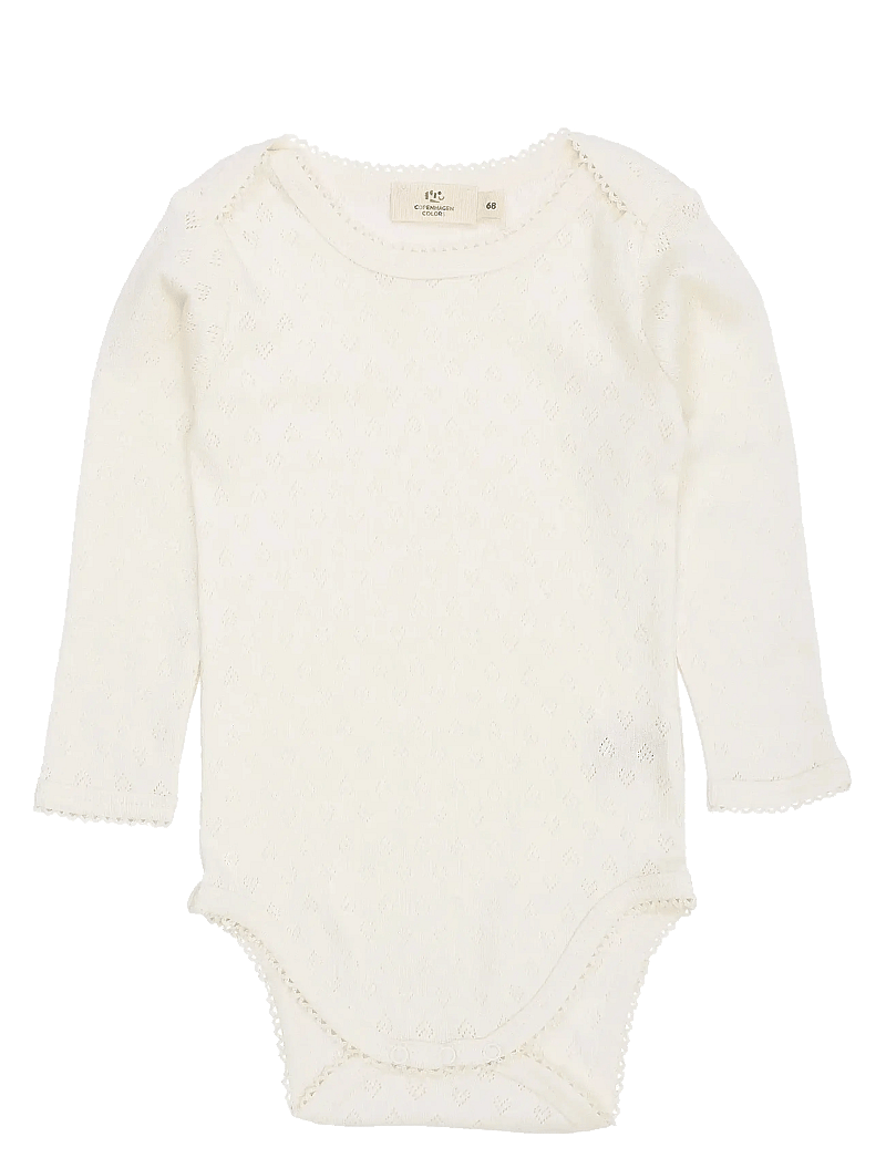 Copenhagen Colors - POINTELLE HEART LAPNECK BODY LS - långärmade bodies - cream - 0