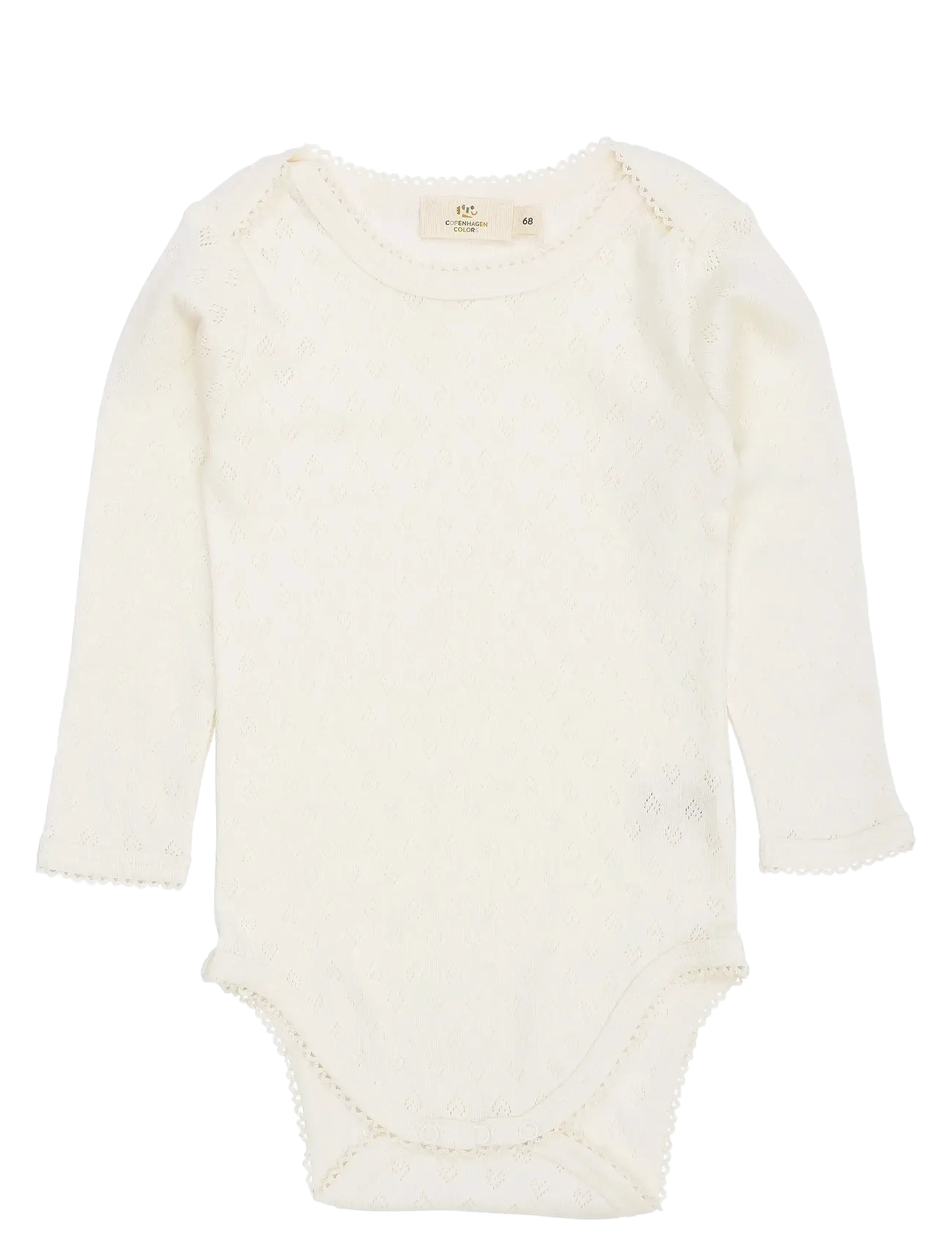 Copenhagen Colors POINTELLE HEART LAPNECK BODY LS - Pitkähihaiset bodyt - CREAM / cream